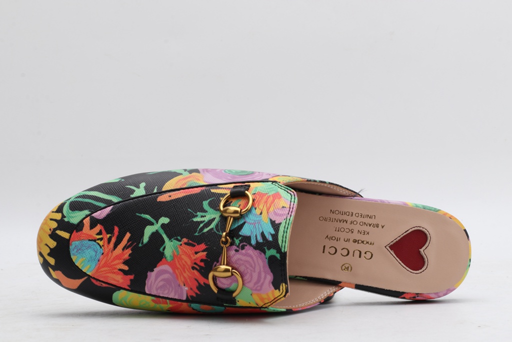 Multicolor Princetown Floral Canvas Slippe